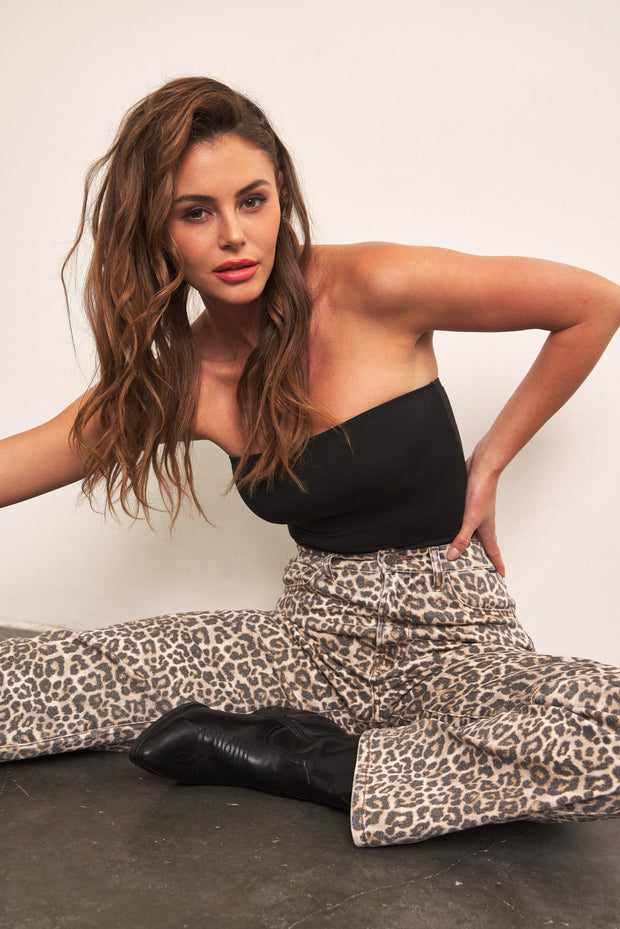 Leopard Super High Rise Straight Leg Dad Jeans