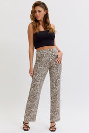 Leopard Super High Rise Straight Leg Dad Jeans