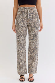 Leopard Super High Rise Straight Leg Dad Jeans