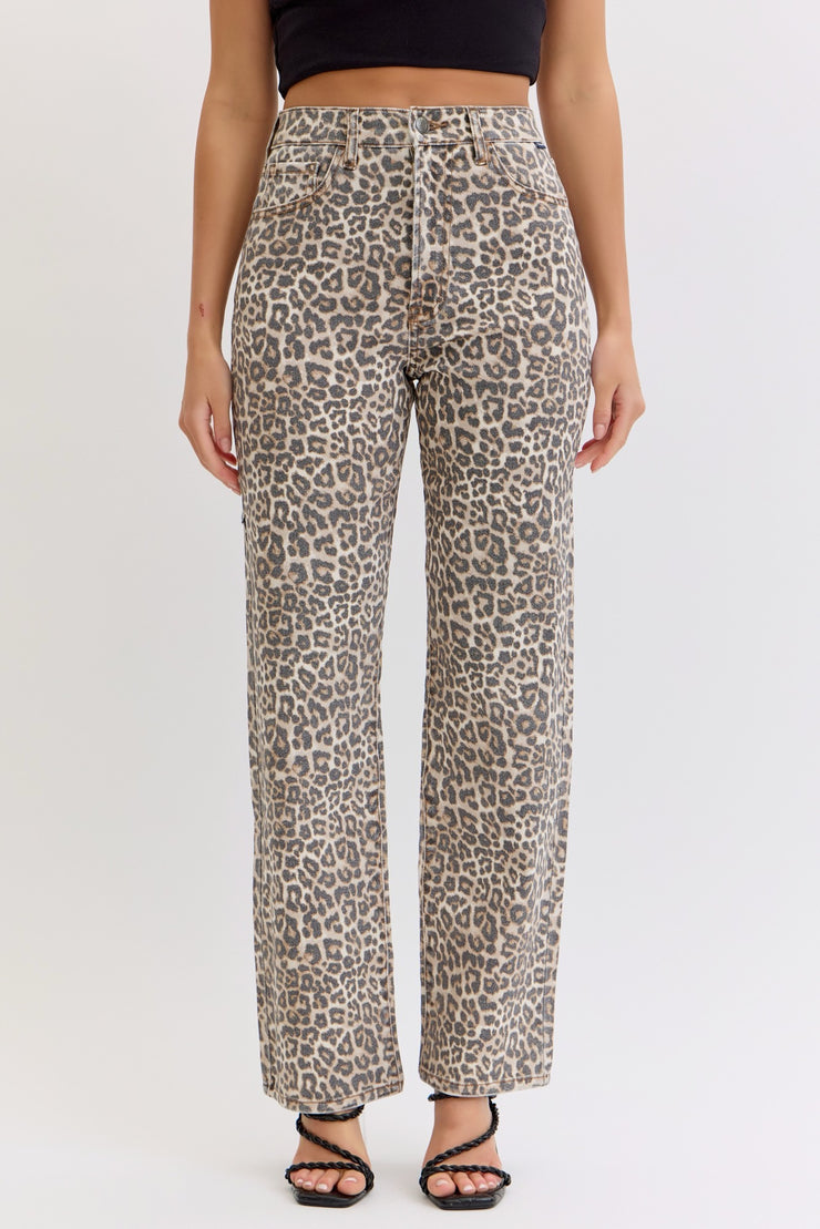 Leopard Super High Rise Straight Leg Dad Jeans