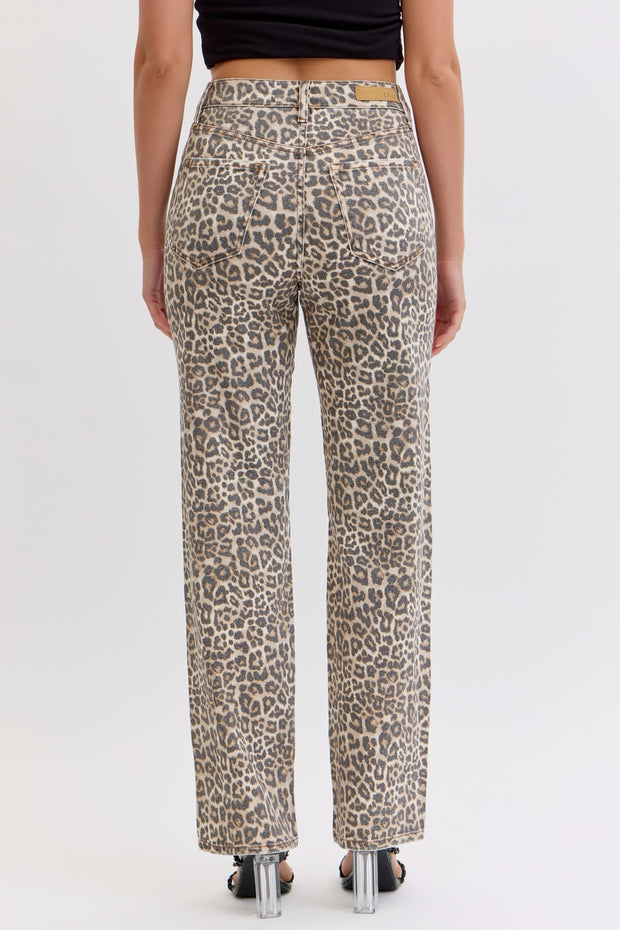 Leopard Super High Rise Straight Leg Dad Jeans