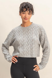 Helena Cropped Cable Knit Sweater: Alpaca Cream