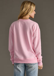 Merry Embroidered Crewneck Sweatshirt: Pink