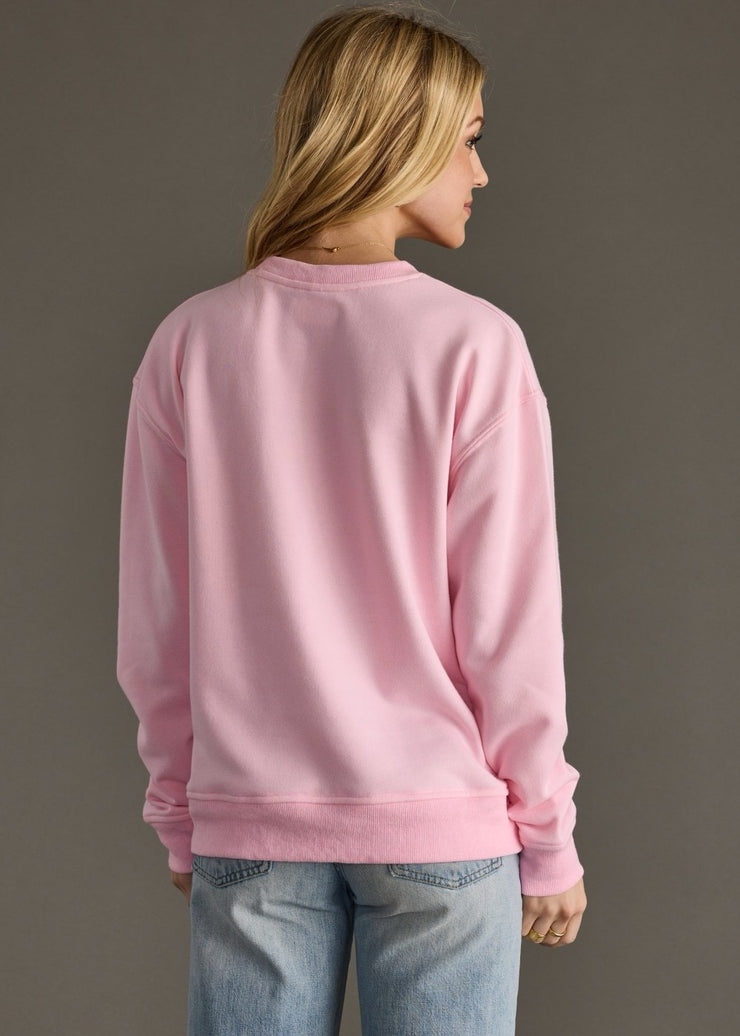 Merry Embroidered Crewneck Sweatshirt: Pink