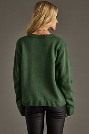 MERRY Knit Crewneck Sweater: Forest Green