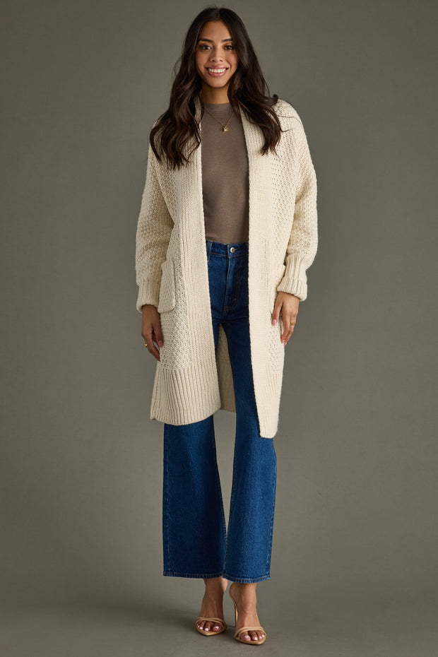 Aubrey Chunky Knit Open Cardigan: Ivory