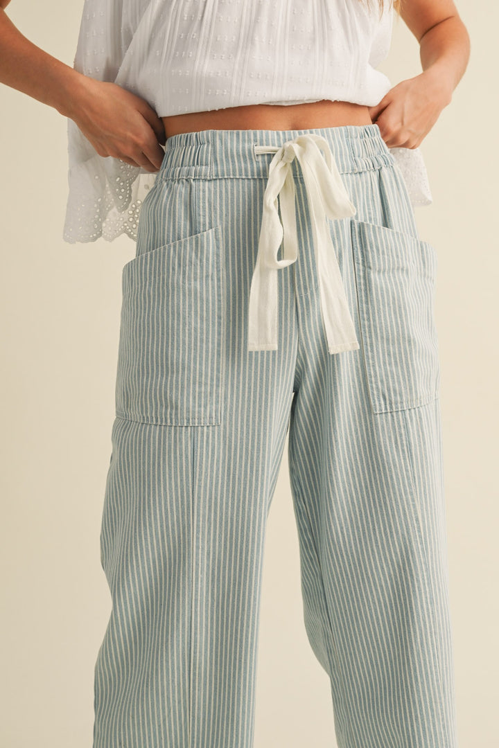 Beach Days Striped Wide Leg Cropped Pants