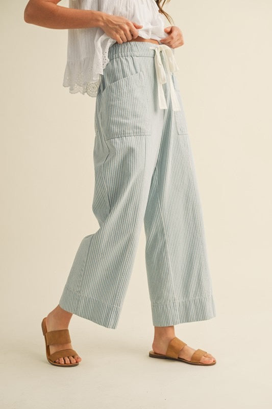Beach Days Striped Wide Leg Cropped Pants