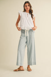 Beach Days Striped Wide Leg Cropped Pants