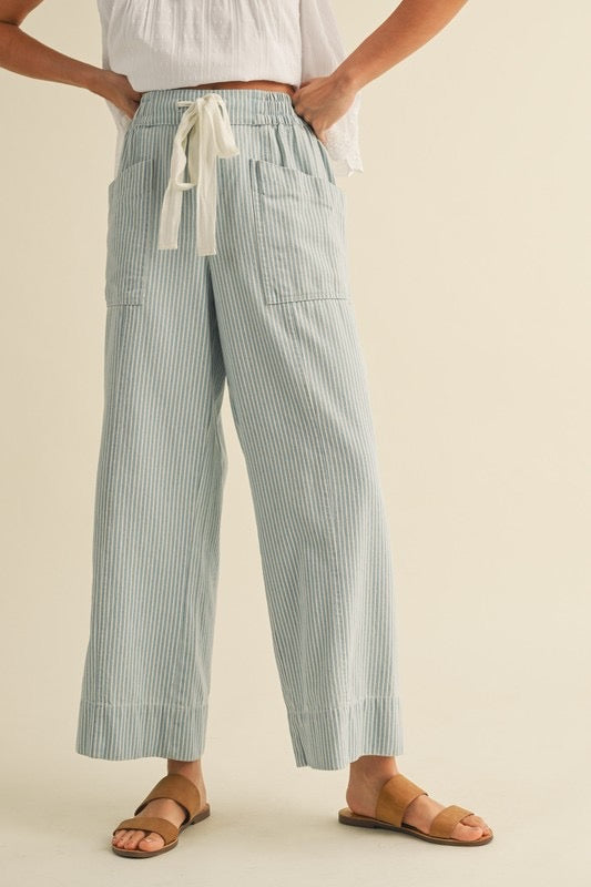 Beach Days Striped Wide Leg Cropped Pants