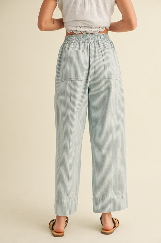 Beach Days Striped Wide Leg Cropped Pants