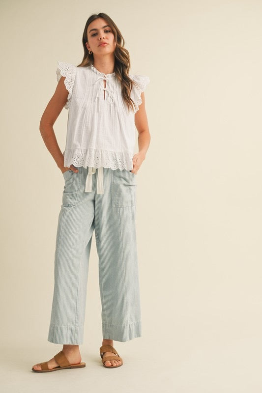 Beach Days Striped Wide Leg Cropped Pants