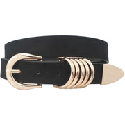 Sutton Stacked Ring Buckle Faux Suede Belt