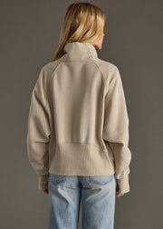 Mable Quarter Zip Pullover Sweatshirt: Tan