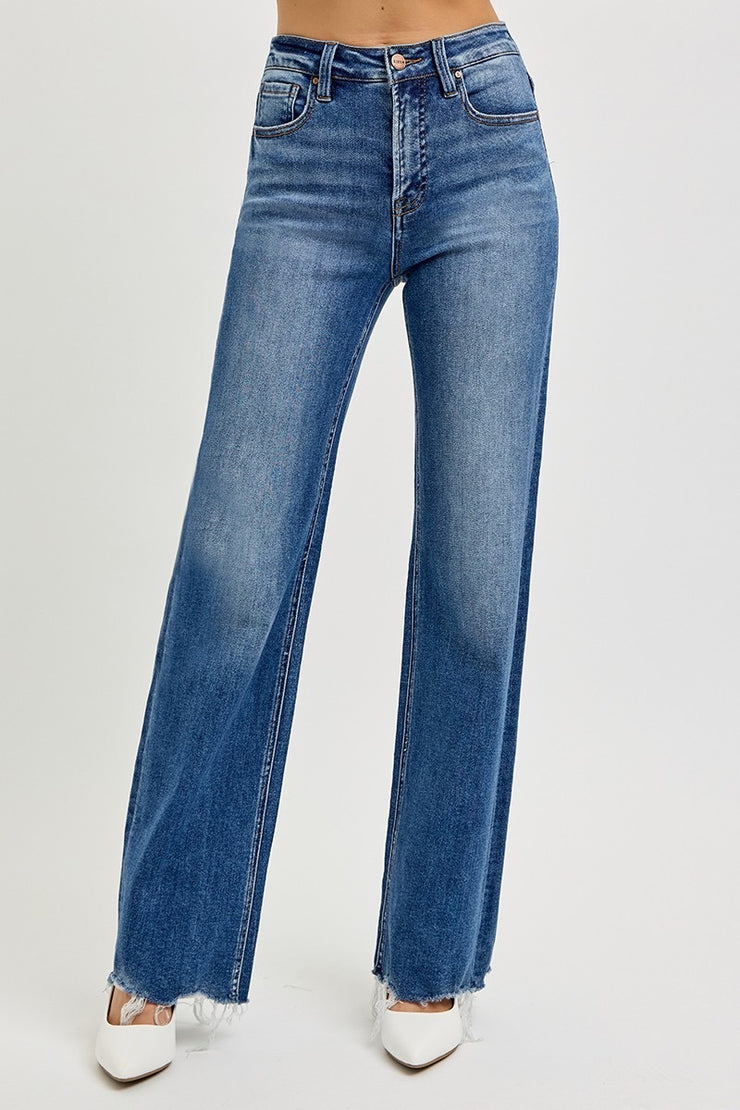 Risen Alex Tummy Control High Rise Wide Leg Jeans