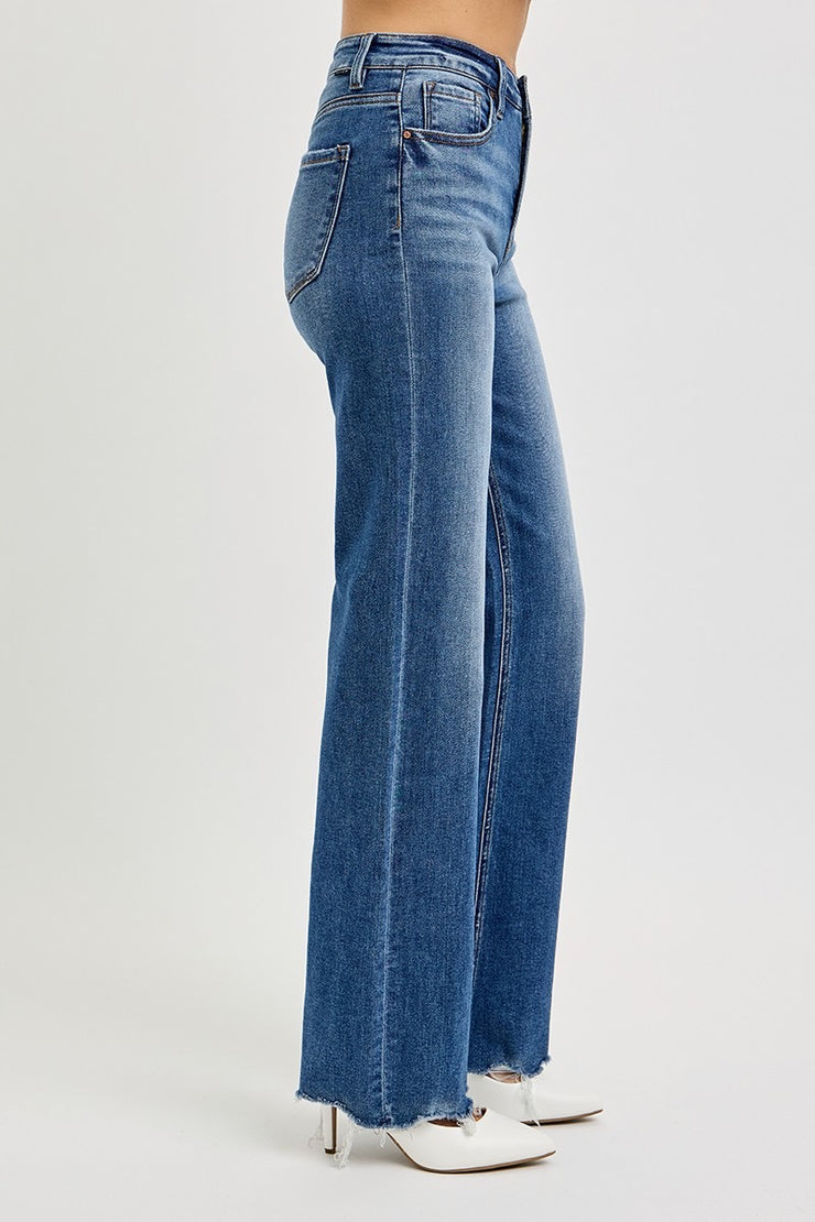 Risen Alex Tummy Control High Rise Wide Leg Jeans