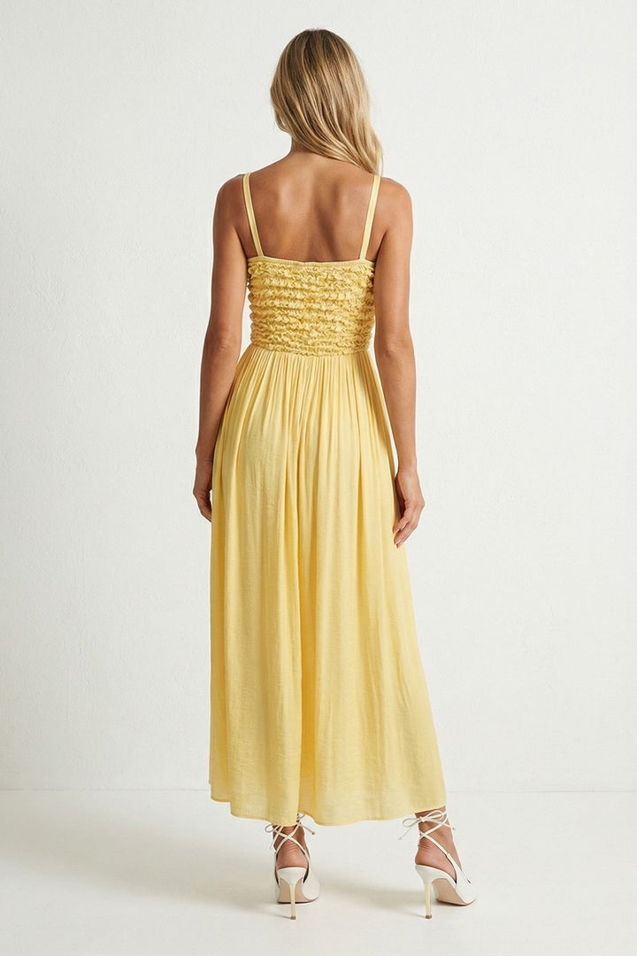 Sunshine On My Mind Smocked Maxi Dress: Banana