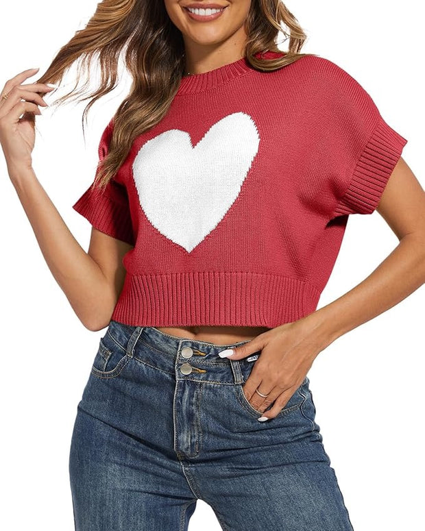 So In Love Cap Sleeve Sweater: Red