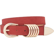 Sutton Stacked Ring Buckle Faux Suede Belt