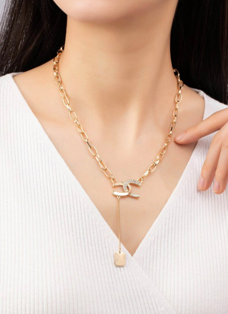 Just Plain Lucky Pendant Necklace: Gold