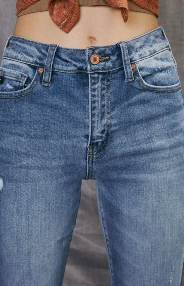 Clara High Rise Flare Denim Jeans: Medium Vintage