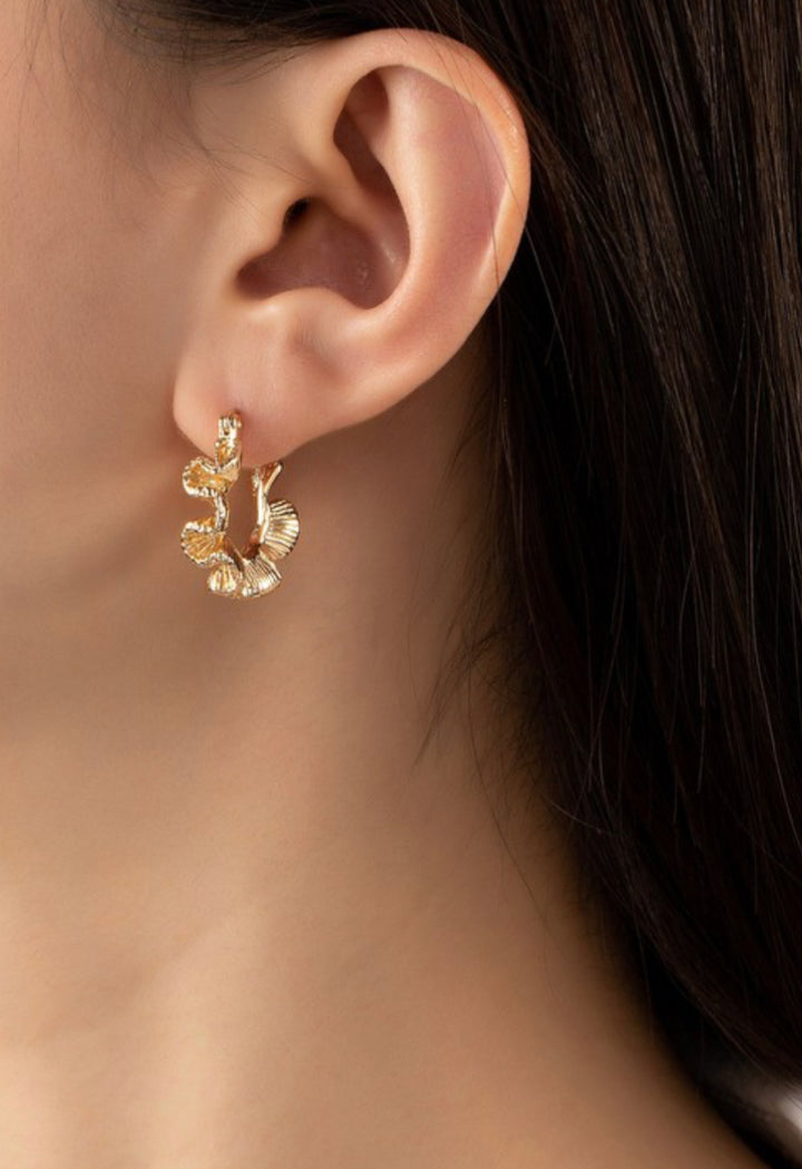 Textured Wavy Gold Hoop Earrings