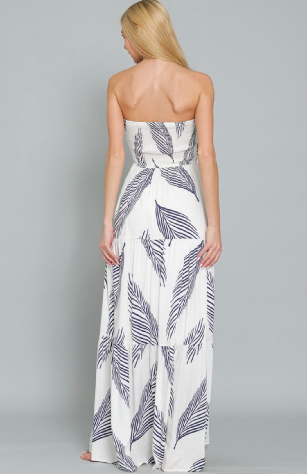 Mykonos Strapless Maxi Dress: White/Navy