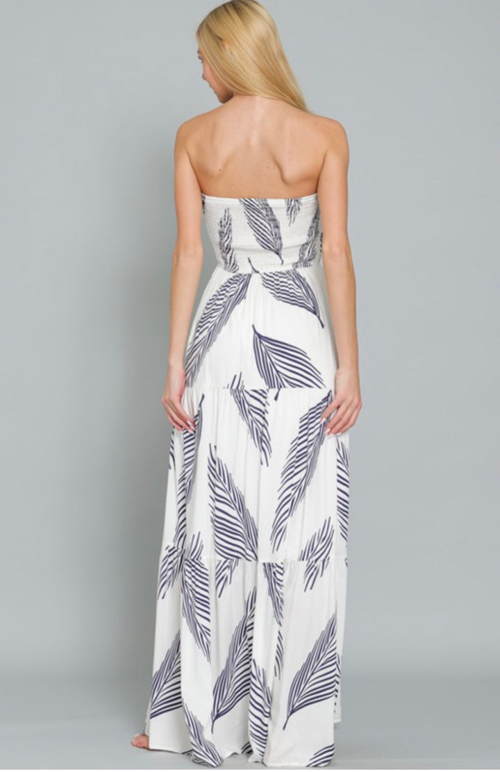 Mykonos Strapless Maxi Dress: White/Navy