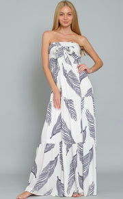 Mykonos Strapless Maxi Dress: White/Navy