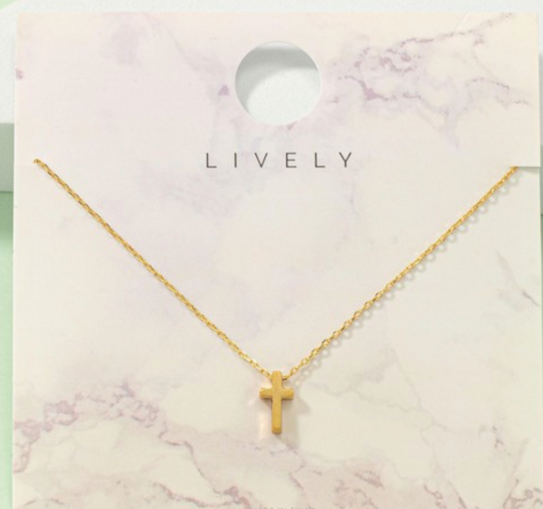 Tiny Cross Necklace: Gold