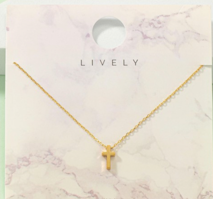 Tiny Cross Necklace: Gold