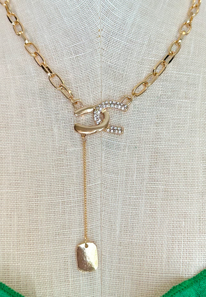 Just Plain Lucky Pendant Necklace: Gold