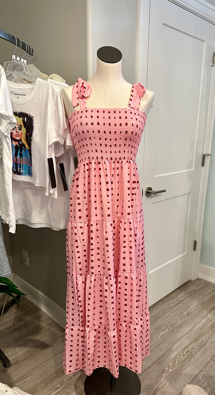 Katie Smocked Maxi Dress: Pink