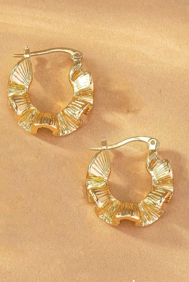 Textured Wavy Gold Hoop Earrings