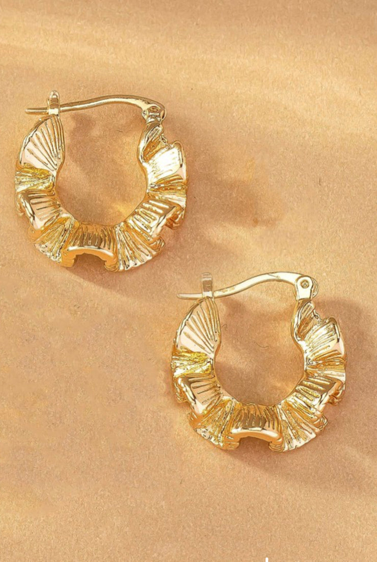 Textured Wavy Gold Hoop Earrings