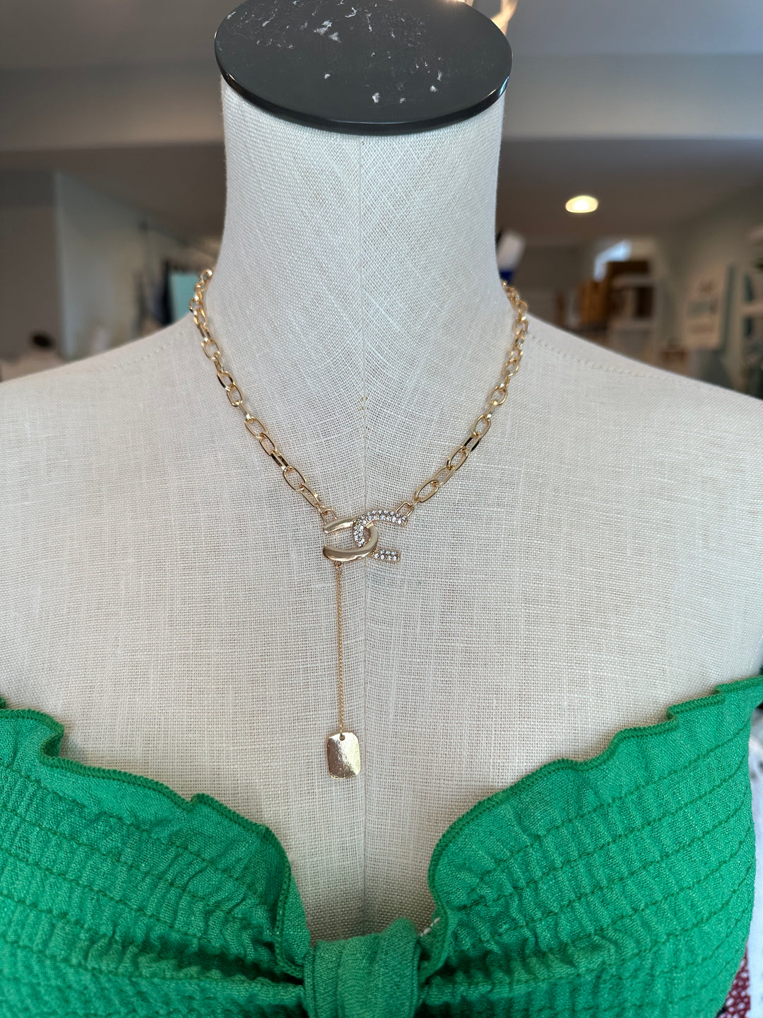 Just Plain Lucky Pendant Necklace: Gold
