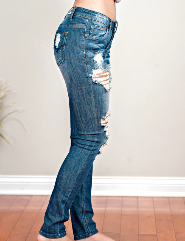 MACHINE Distressed Skinny Jeans: Lola Wash