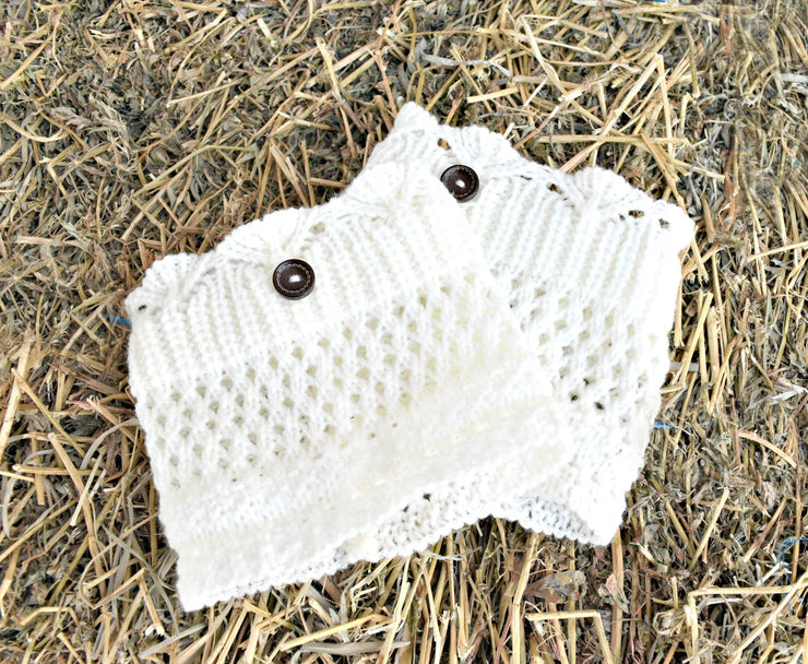 Top Of The World Crochet Boot Cuffs: Ivory