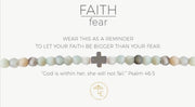 Faith Over Fear Stretch Bracelet: Silver Plated Cross