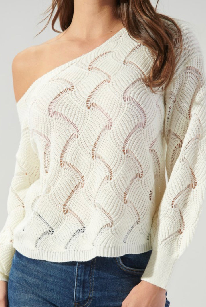 Natasha Zig Zag Knit Sweater: Cream