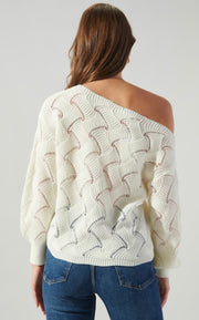 Natasha Zig Zag Knit Sweater: Cream
