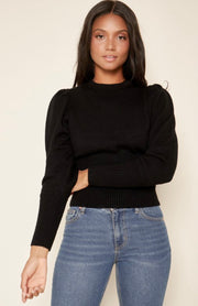 All Occasions Puff Sleeve Sweater: Black
