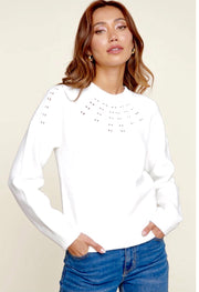 Because I'm Happy Pointelle Sweater: White