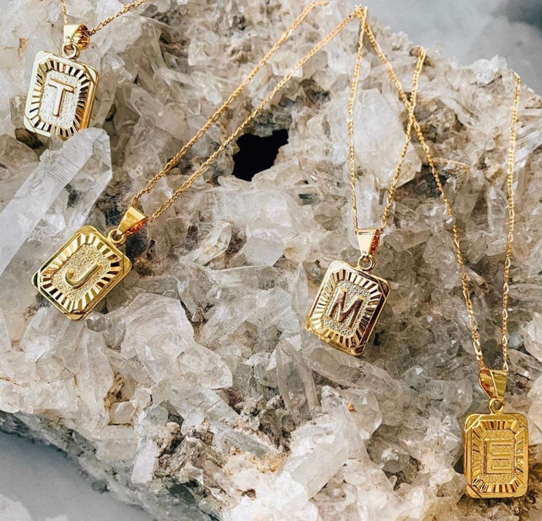 BRACHA Initial Card Gold Necklace
