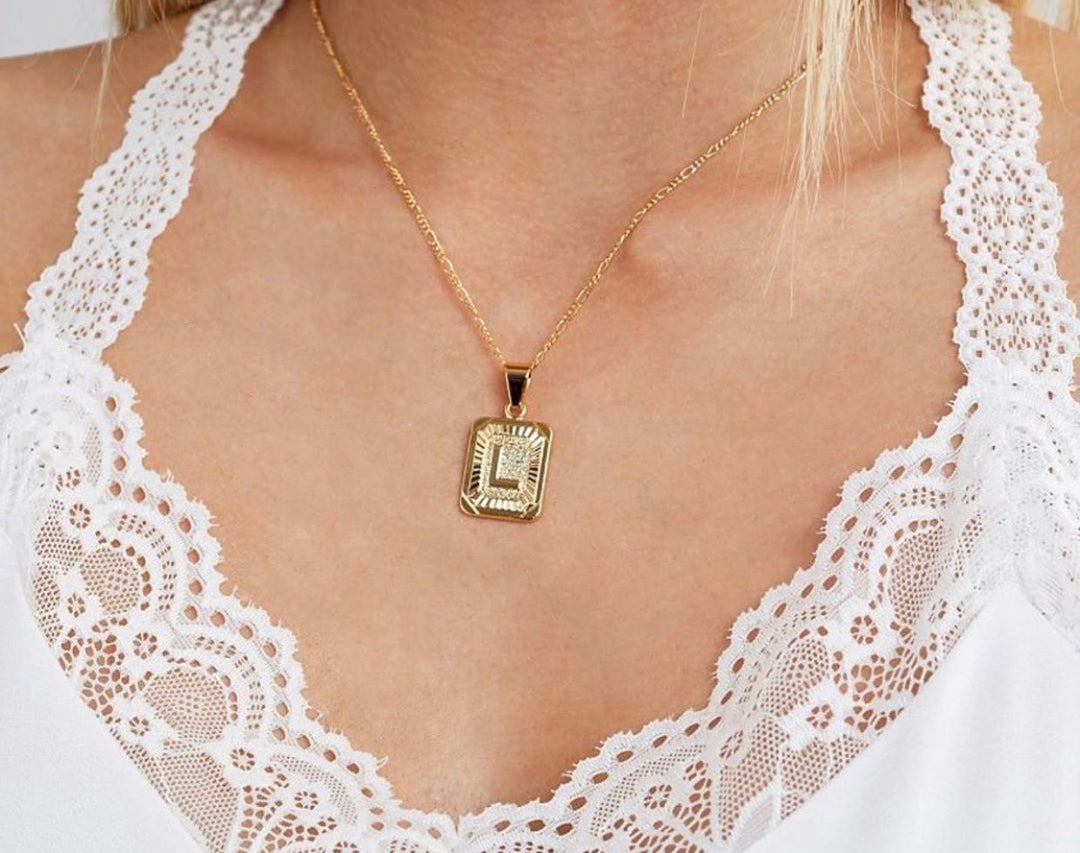 BRACHA Initial Card Gold Necklace