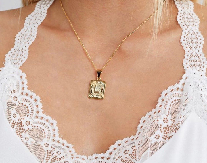 BRACHA Initial Card Gold Necklace