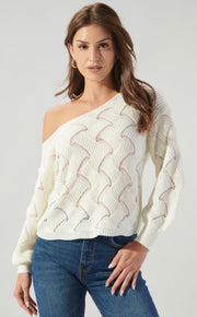 Natasha Zig Zag Knit Sweater: Cream