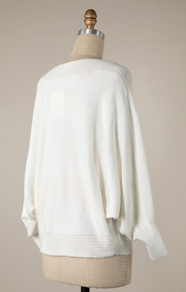 Straight Down The Middle Batwing Sweater: Ivory
