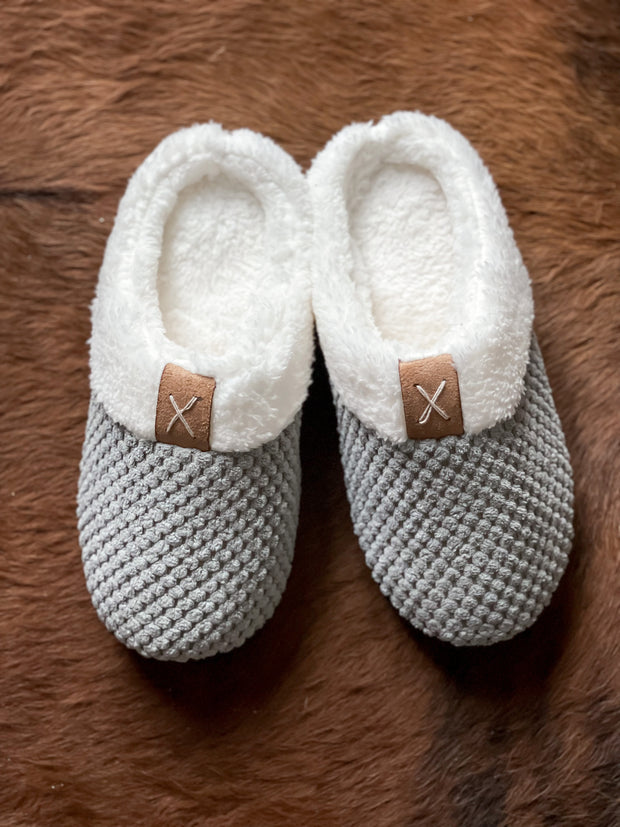 Warm By The Fire Slippers: Gray
