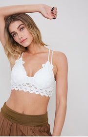 Stuck On You Scalloped Lace Bralette: White